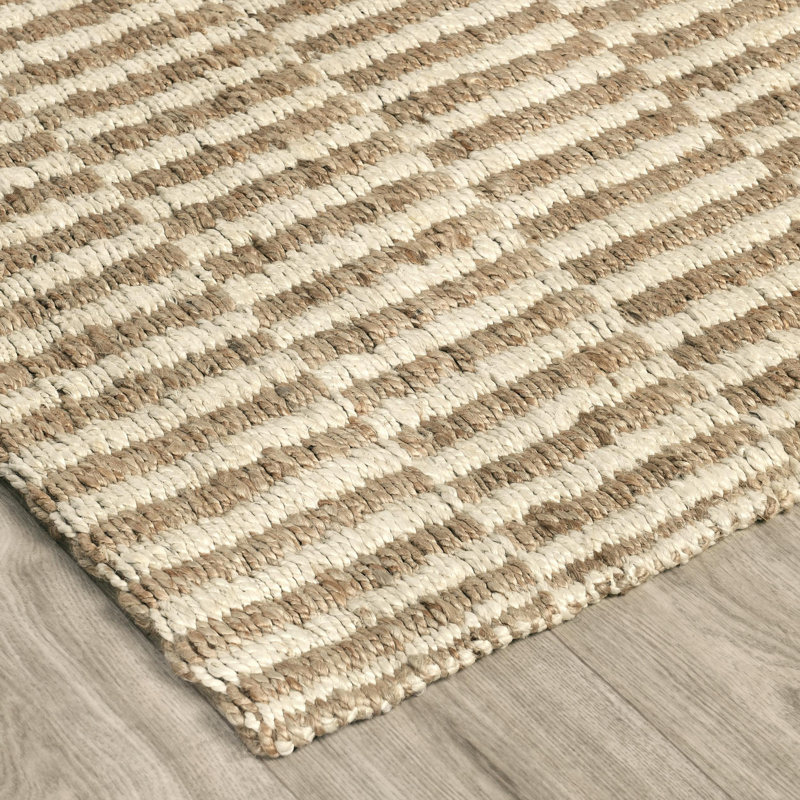 Monterey Jute / Sisal Striped Area Rug in Ivory, Rectangle 9' x 12'
