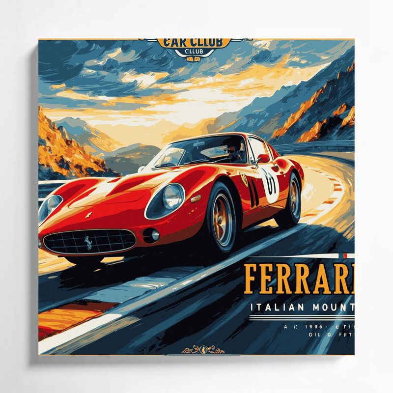 Transport, affiche rétro sur toile grise, H 16 po x l 16 po