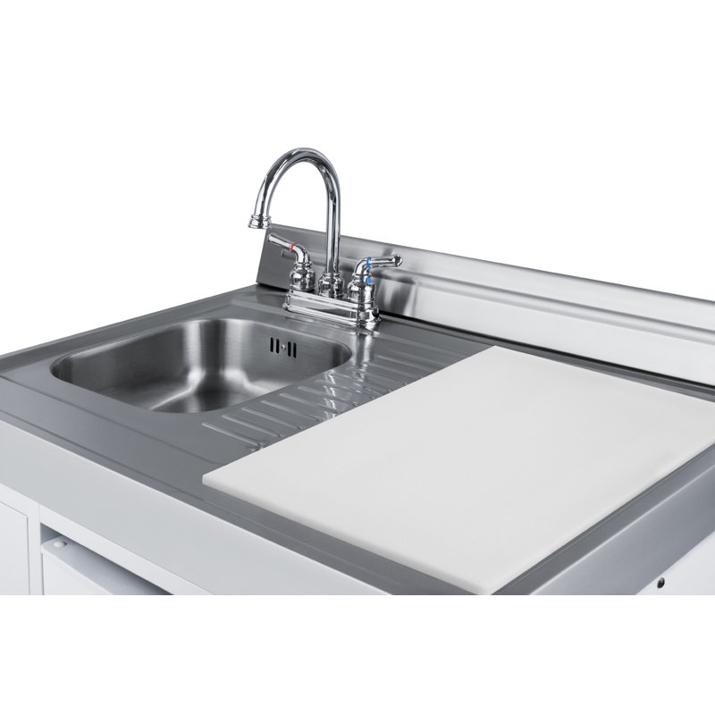 White All-In-One Kitchenette with Gas Range and Refrigerator