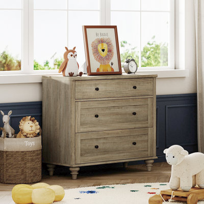 Commode pour chambre de bébé avec 3 tiroirs Ariv Farmhouse, gris délavé