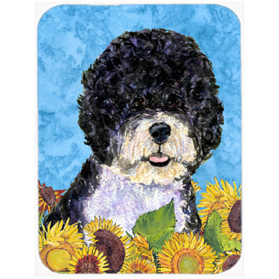 Winston Porter Portuguese Water Dog Glass Cutting Board