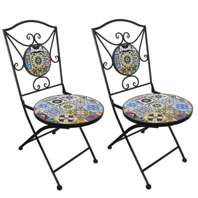 【 2-piece set 】 Foldable rust proof outdoor leisure chair, courtyard park single chair set, lightweight and durable iron furniture combination