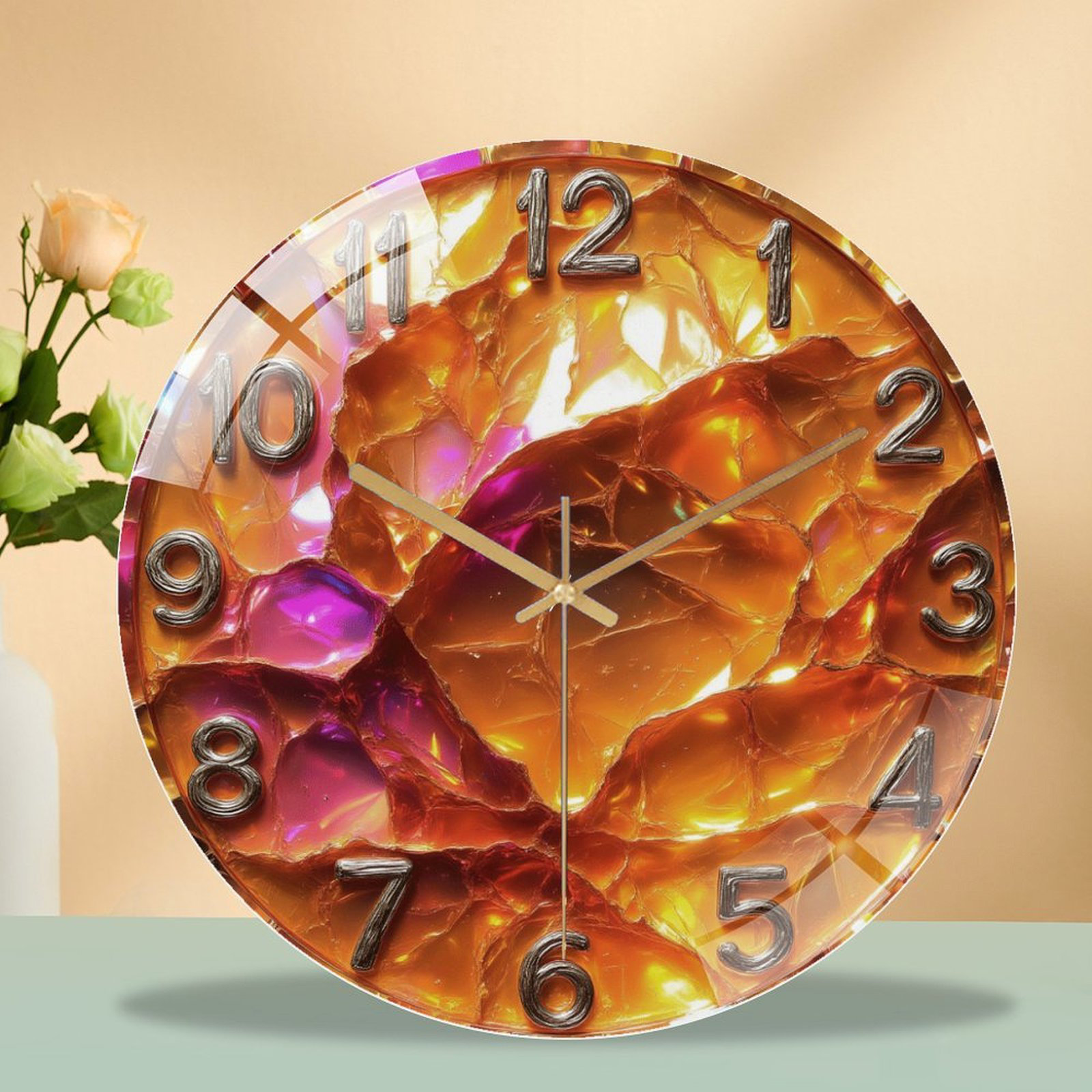 East Urban Home 12" Round Tempered Glass Wall Clock with Silent Quartz ...