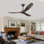 Ventilateur de plafond réversible à moteur à courant continu avec pales en bois massif de qualité supérieure et contrôle intelligent basé sur l'application, convenant aux chambres à coucher, aux salons et aux patios couverts-65171002-64440079