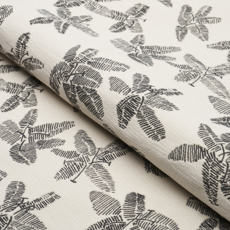 Schumacher x Caroline Z Hurley Hibiscus Fabric, Black/White
