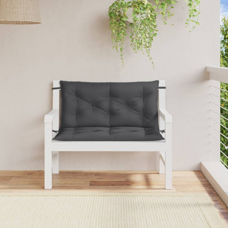 Red Barrel Studio® Garden Bench Cushions 2 Pcs 2.8" Fabric, Melange Anthracite, 39.4" W x 19.7" D