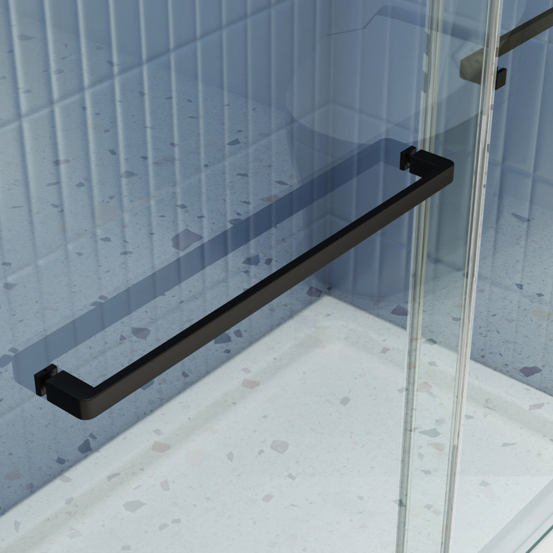 Porte de douche à dérivation avec verre trempé transparent de 5/16 po - noir mat, Nano facile à nettoyer, coulissante confortable pour le verre, lisse, à fermeture en douceur, fonction explosion