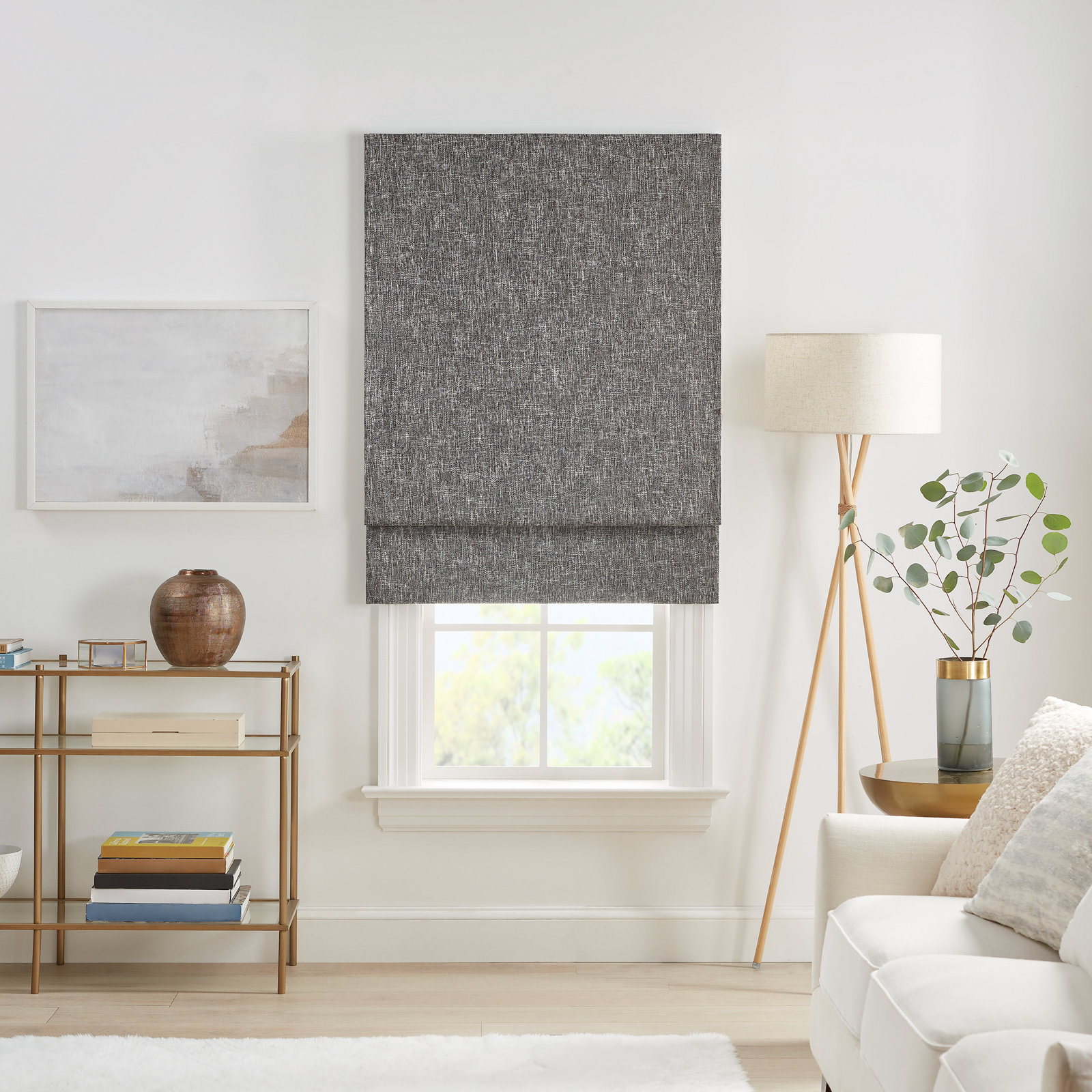 Eclipse Drew Blackout Roman Shade, Charcoal, 31"W x 64"L