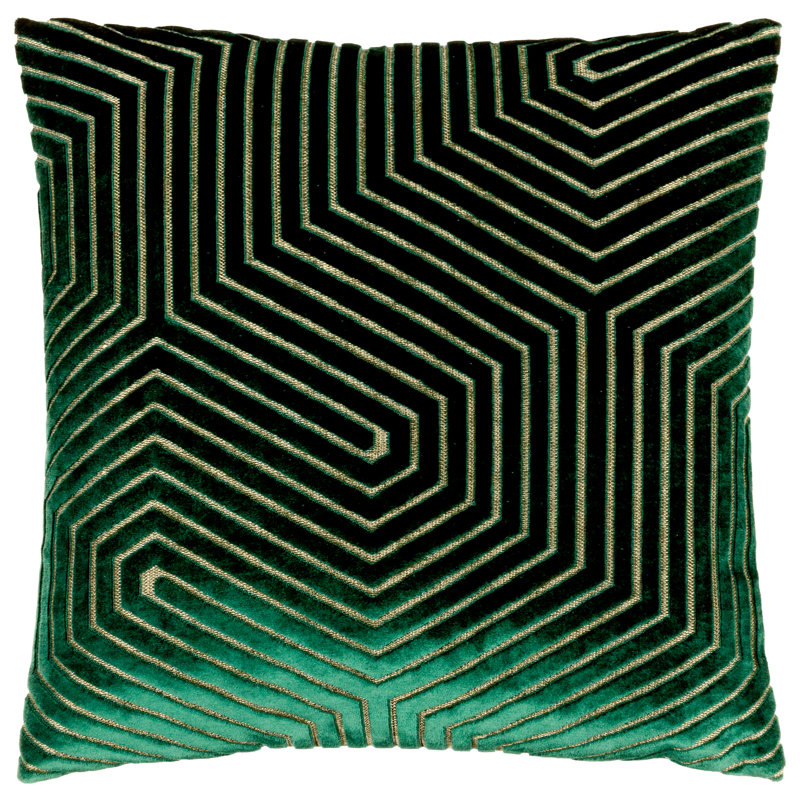 Evoke Square Throw Cushion, Polyester, Green