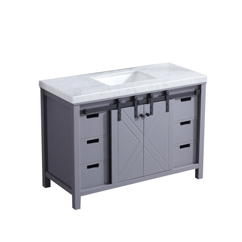 Marsyas 48" Dark Gray Single Vanity with Carrara Marble Top