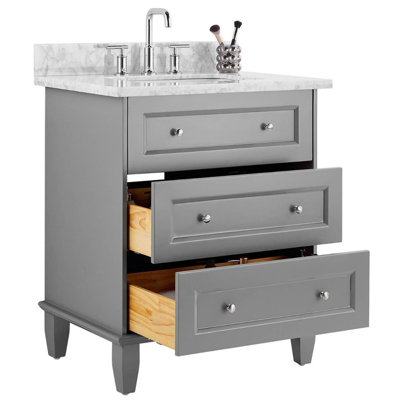Nora 30" Freestanding Standard Single Bathroom Vanity with Top, Gray