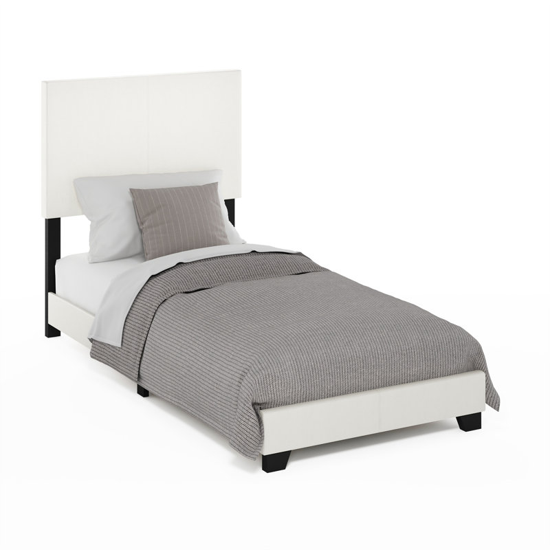 Lit tapissier standard à profil bas Thionville, Blanc, Simple TG