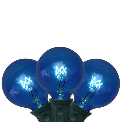 10-Count Blue G50 Globe Patio Lights 9ft Green Wire