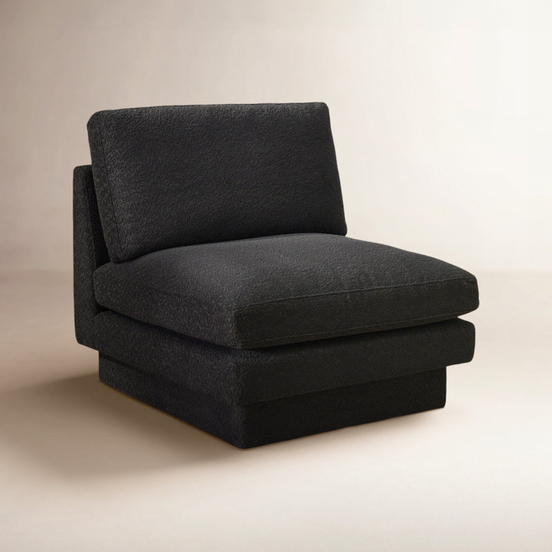Fauteuil de chambre rembourré 34 po Woolf, Bouclé noir