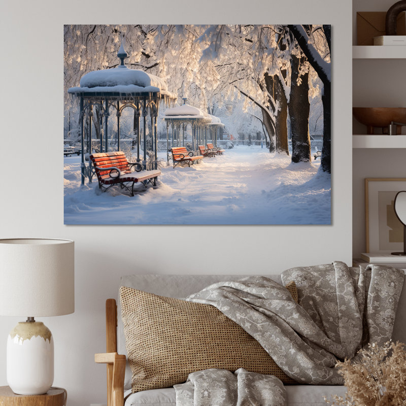 «Snowy Park Floral Canopy I», art mural sur toile, Toile tendue, H 24 po x l 32 po x P 1 po