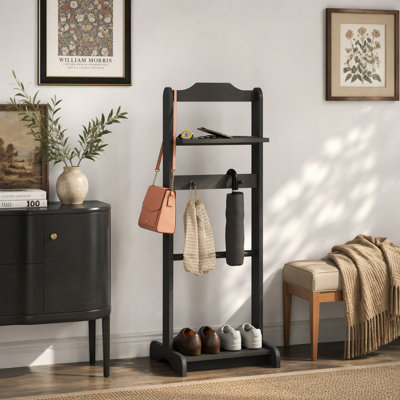 Accent Portable Garment Rack,Clothes Valet Stand With Storage Organizer, Finish