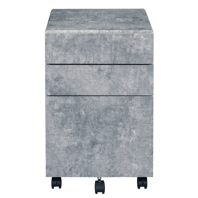 Silver 3-Drawer File Cabinet, 22.5" H x 19.5" W x 16.5" D