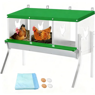 Boîte de nidification de poulet à 3 compartiments avec pieds
