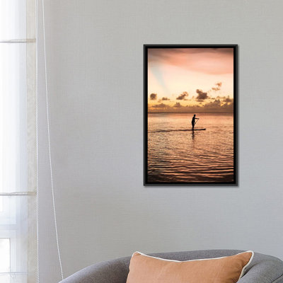 " Silhouette Of Man Paddleboarding In The Pacific Ocean, Bora Bora, Society Islands, French Polynesia " by Panoramic Images