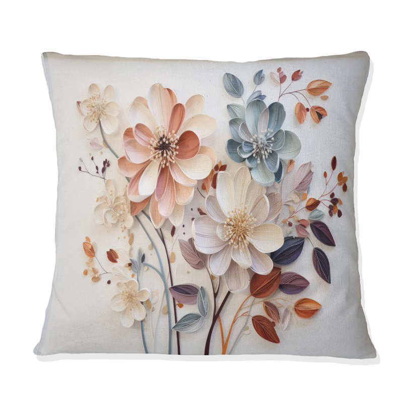 Coussin White Botanical Collage - Abstract Botanicals, H 18 po x l 18 po, Carré