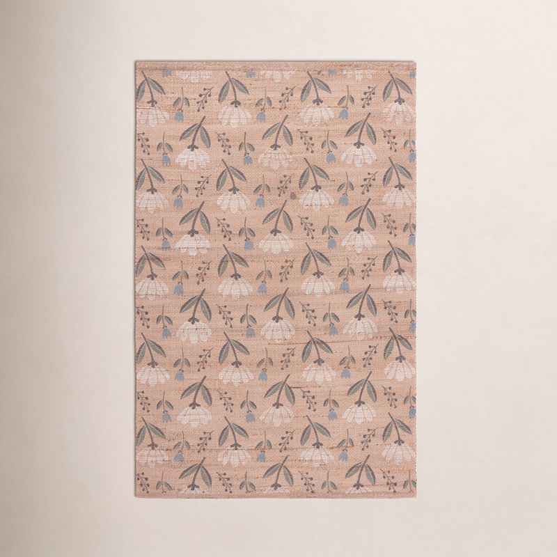 Hand-Woven Floral Jute Rug, 6'-0" X 9'-0" Rectangle
