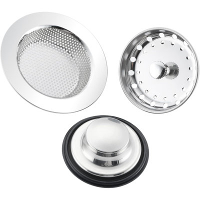 3-in-1 Kitchen Sink Drain Strainer and Stopper with Stainless Steel Design