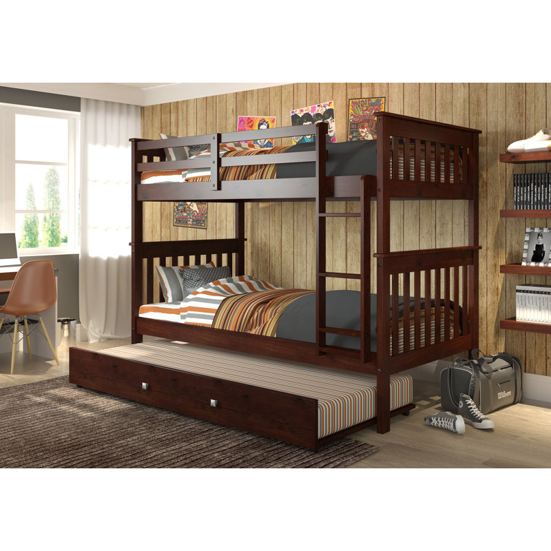 Madaket Twin over Twin Solid Wood Standard Bunk Bed with Trundle by Harriet Bee
