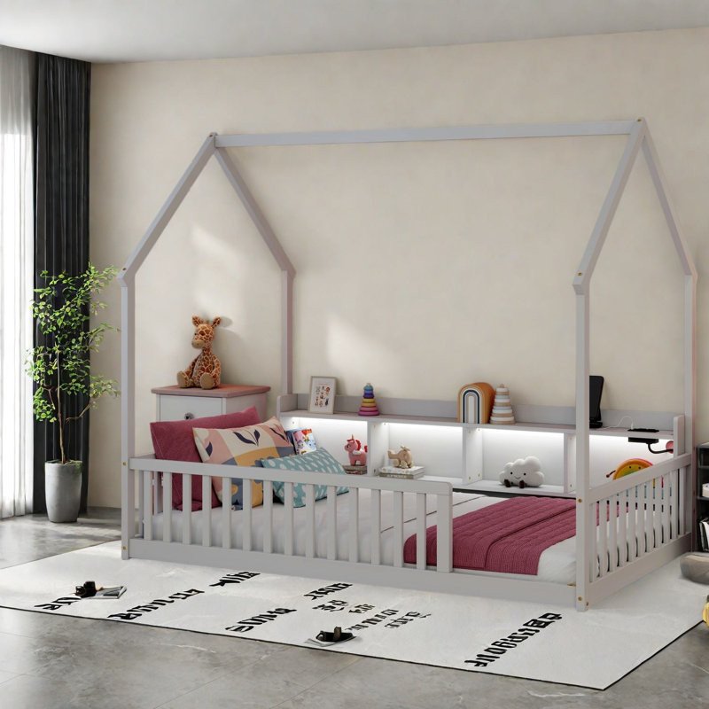 Lits avec rangement, lit en bois de pin pour chambre d'enfant
