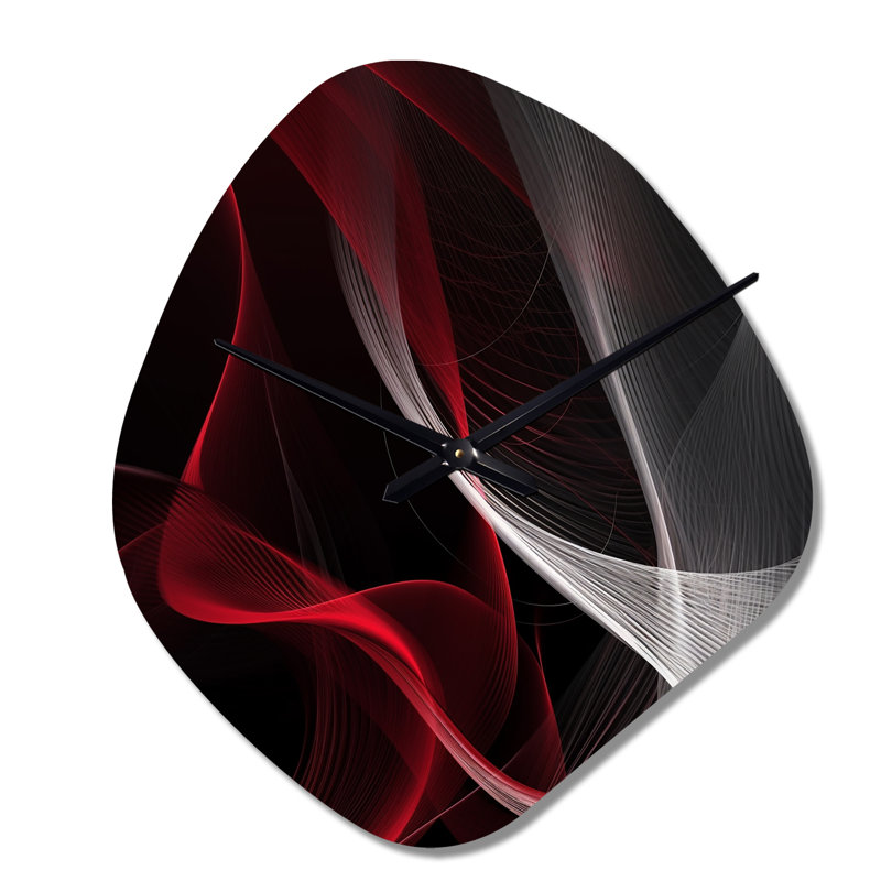 Horloge murale abstraite rouge et abstraite abstraite I - Vagues, Grand