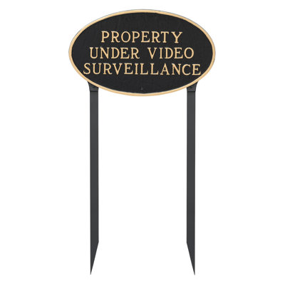 Enseigne de jardin « Property under Video vidéosurveillance »