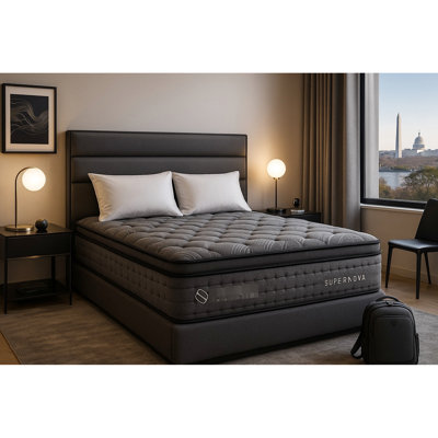 Queen Size 14-inch Super Qs Pocket+foam Encased Bed With Luxury Foam Layers, Soft Cover, Compressed Mattress Memory Filler,