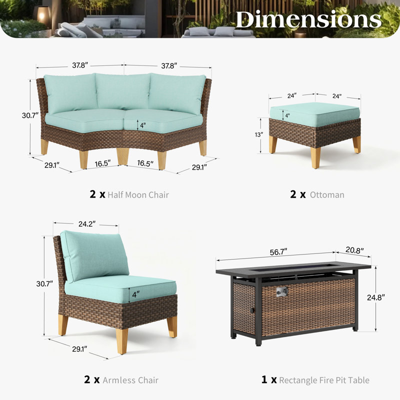 Ensemble de conversation d'extérieur en osier Argyri, Bleu