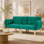 Canapé-lit double pliable vert 72 po, revêtement en velours doux, canapé confortable pour 2 personnes