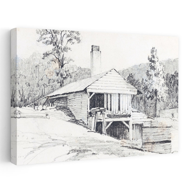 «The Old Mill», art contemporain de paysage abstrait, H 32 po x l 48 po