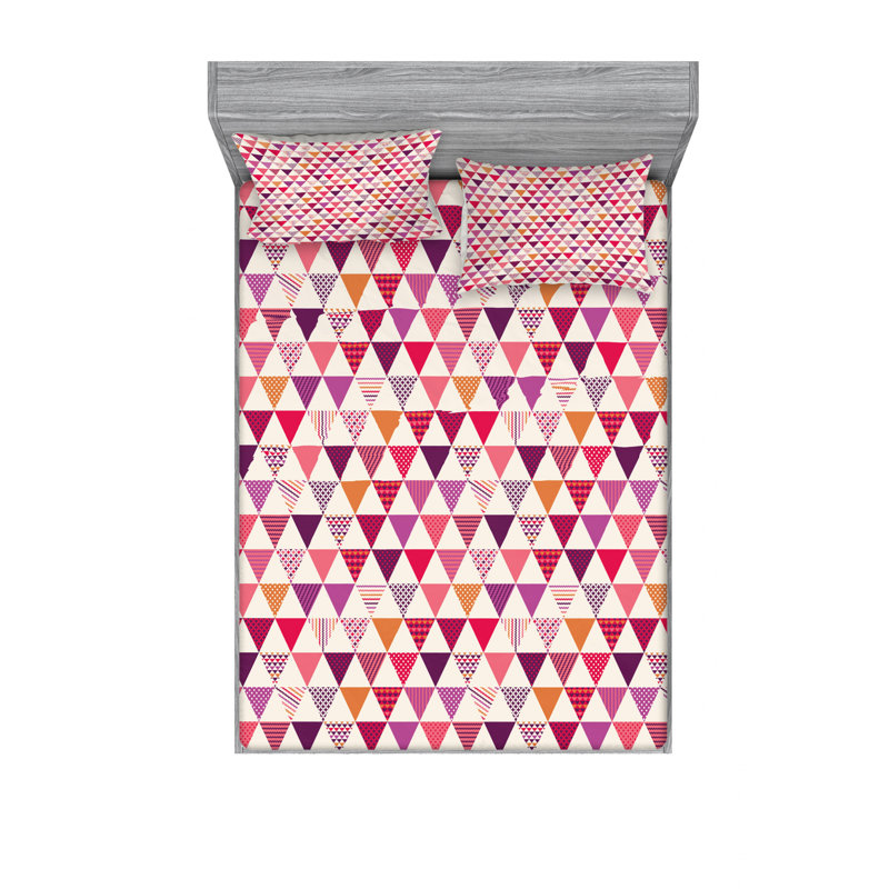 Microfiber Geometric Sheet Set, Full/Double Sheet Set with Fitted Sheet, Geometric