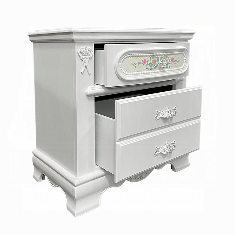 Table de chevet 2 tiroirs Raferte, Blanc