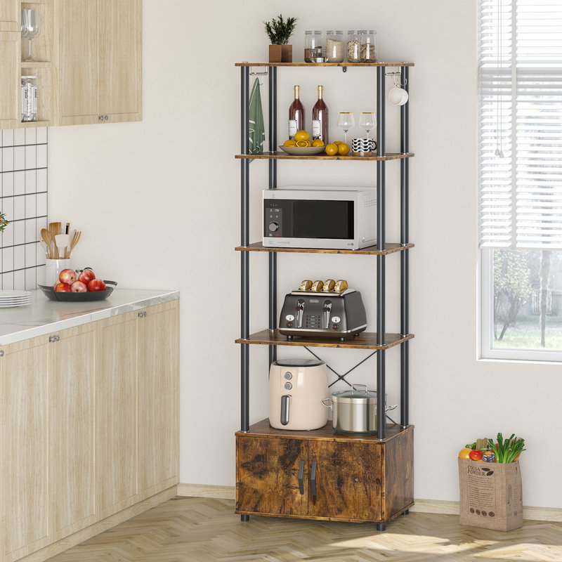 Étagère de boulanger standard en bois 23,5 po avec compatibilité pour micro-ondes Mosurier, Brun rustique