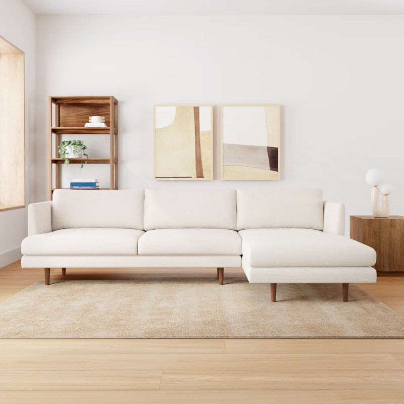 Miller 2 - Piece Upholstered Sectional, Orienté à droite, Mélange de polyester ivoire