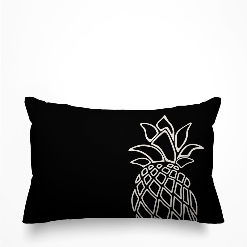 Housse et insert de coussin rectangulaire d'extérieur Calico, Noir