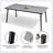 6-Person 70.87''LX33.07''W Outdoor Dining Set with Aluminum Frame, Umbrella Hole and Armless Chairs-764544928-764805336