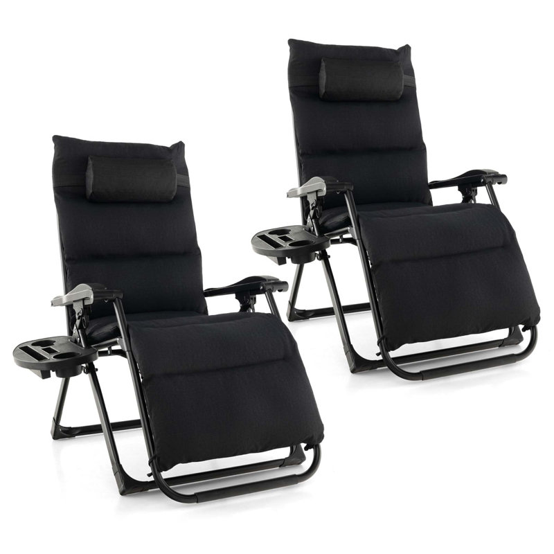 Chaise pliante zéro gravité avec coussin Garriga, Noir