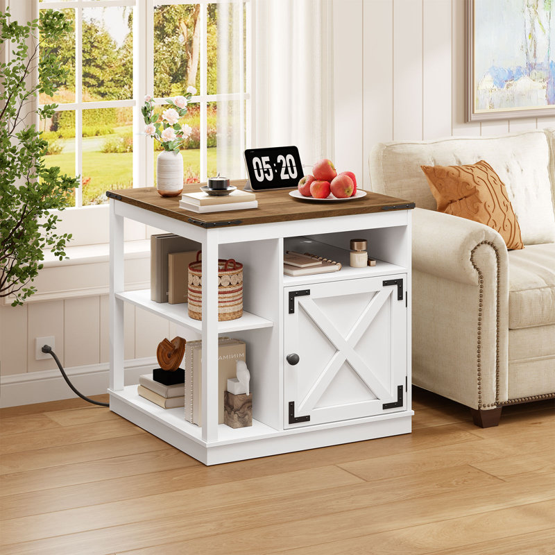 Table de bout carrée 23,6 po avec rangement et station de charge