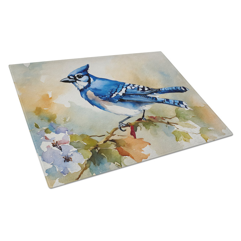 Blue Jay Glass Cutting Board