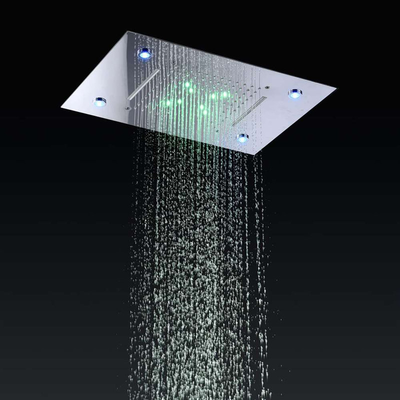 Système de douche encastré au plafond à DEL Isernia avec panneau 20 x 14 et contrôle de température thermostatique Isernia