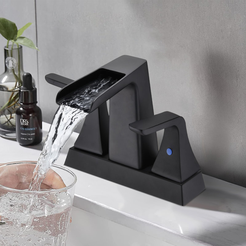 2-handle Bathroom Faucet with Drain Assembly, Matte Black