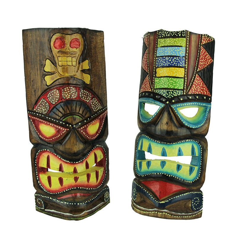 Ensemble de 2 décorations murales Tiki Totem Mask