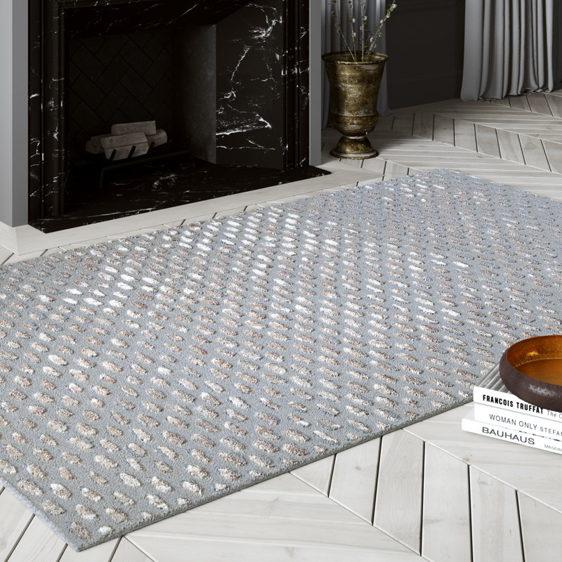 Eralia Hand Tufted Geometric Indoor Rug, Rectangle 5' x 8'