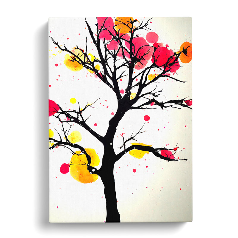 Peach Blossom Tree Splatter Vol.2 - Wrapped Canvas, 60cm H x 40cm W x 3cm D