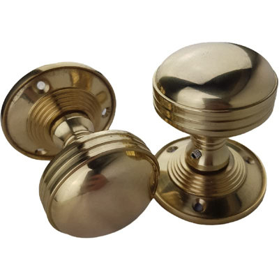  1 Pair Queen Anne Design Reeded Mortice Door Knob in Polished Chrome Finish