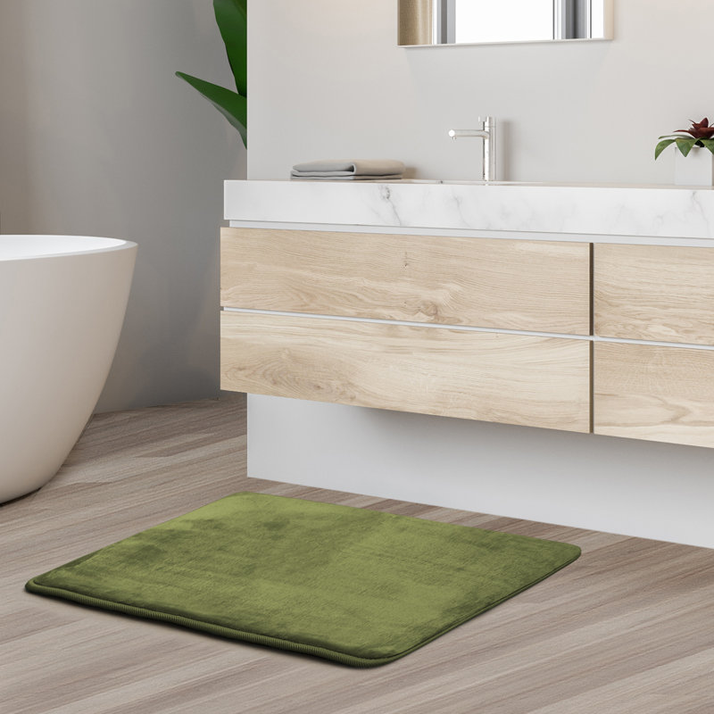 Sage Green Ultra Soft Velvet Memory Foam Bath Rug